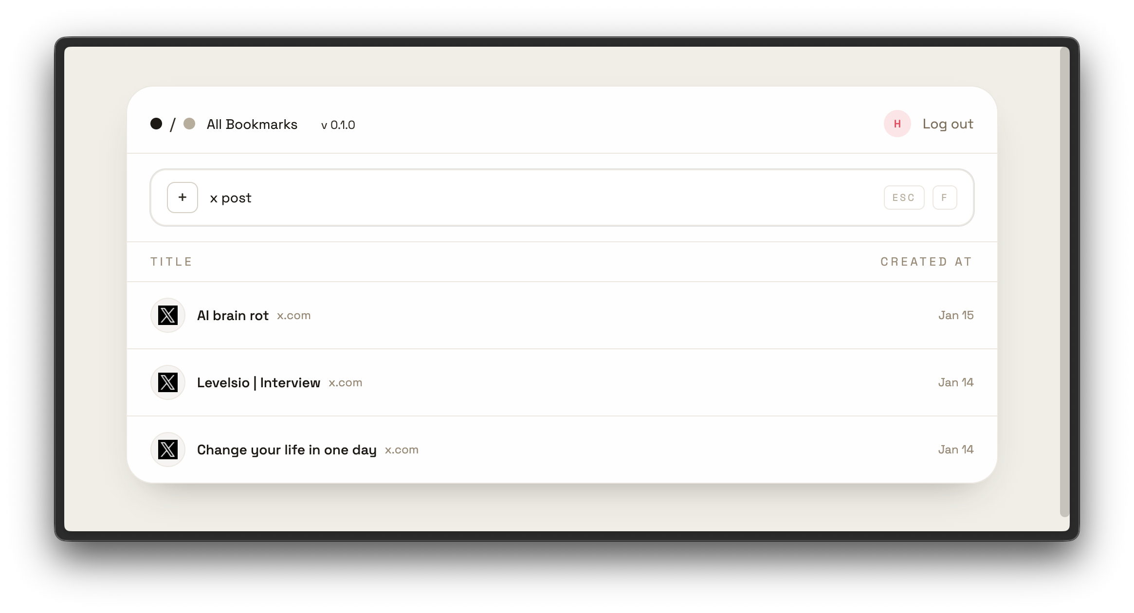 Bookmark Vault interface preview